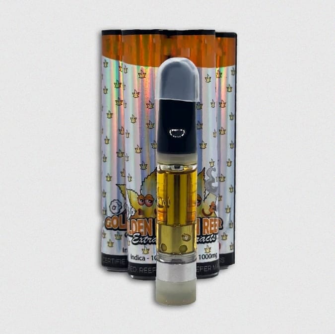 Introducing Golden Reefer Extracts' Live Resin 1G Disposable Vape Cartridge, the perfect way to indulge in the full spectrum of flavors and benefits of cannabis. This top-of-the-line cartridge is compatible with 510 Thread Batteries and is designed for the discerning cannabis connoisseur who demands the best.