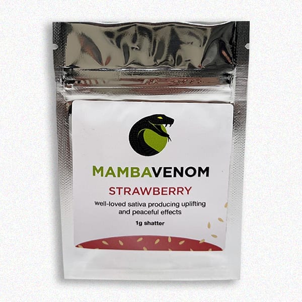 Mamba Venom Shatter | Strawberry 3 Strawberry is a sativa marijuana strain originating from the Netherlands. This strain produces effects that are uplifting and relaxing. Strawberry is a popular choice for those prone to anxiety due to its stress-relieving qualities. Medical marijuana patients choose Strawberry for reducing physical and mental pain. Growers say this strain grows well both indoors and outdoors and has a 9 week flowering time.