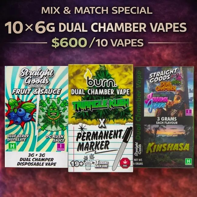 Mix and Match Special - 10 x 6g Dual Chamber Vapes